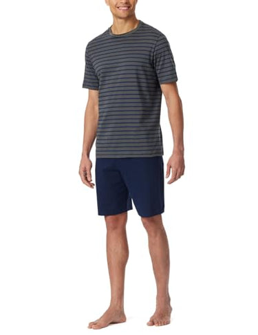 Schiesser Herren Schlafanzug kurz Rundhals-Nightwear Set Pyjamaset, anthrazit_182198, 54 im Sale